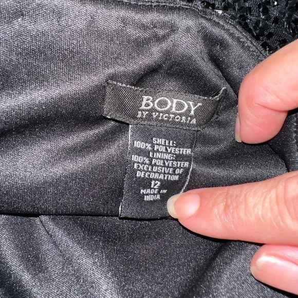 🎄Vintage Y2K Body by Victoria Secret MINI Sequin Dress strapless Black Size 12 - Picture 5 of 7